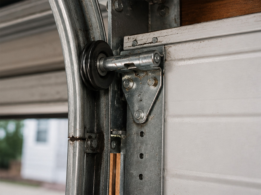 Garage door track needing repair